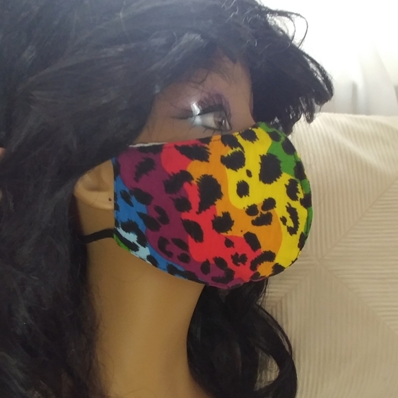 4 / $20 Adjustable Face Mask Kawaii Rainbow Leopard Print - Picture 3 of 6